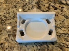 VTG White Porcelain Bathroom Toothbrush Holder Cup Holder Wall Mount Art Deco