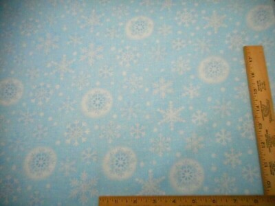 Christmas Fabric By The Yard White Snowflakes on Lt Blue Quilting Cotton #39 C 