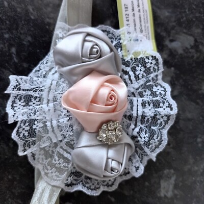 Stirnband Satin elastisch Blumen Haarband Mädchen Diamanten Spitze