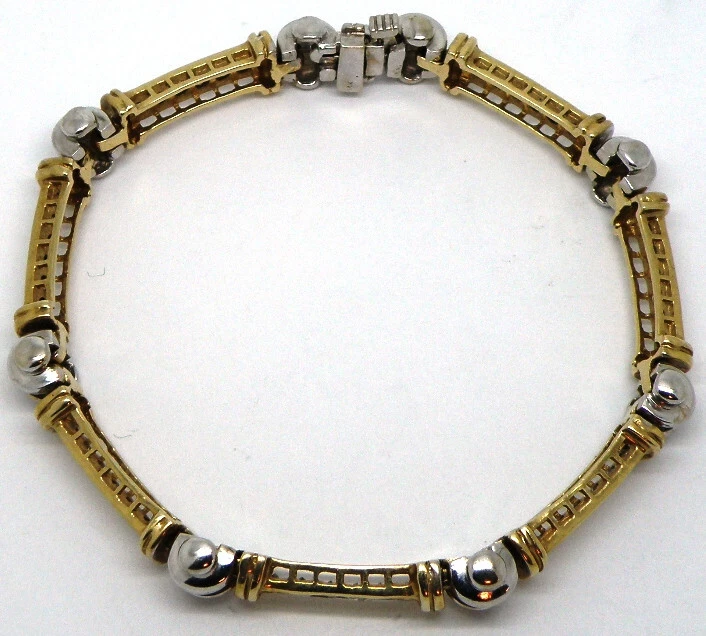 Brazalete Estación Diamante Natural 14k Dos Tonos Damas Foto 3 de 4