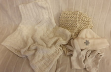 EDAD 7 8 9 10 PONCHO SOMBRERO BUFANDA GUANTES CREMA MARCAS M & S TEJIDO NIÑOS NIÑAS