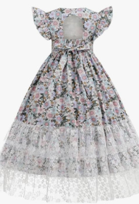 NEW Kogwer Girls Boho High Low Lace Dress Lilac Size 5T