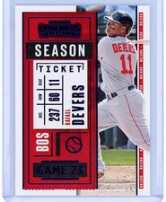 2020 Panini Contenders Rafael Devers Boston Red Sox Purple Season Ticket Card