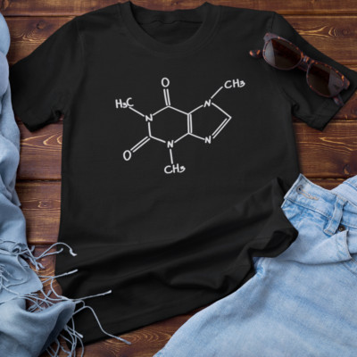 T-SHIRT KOFFEINMOLEKÜL (Kaffee Tee Schokolade Drogenstruktur Morgenkater)