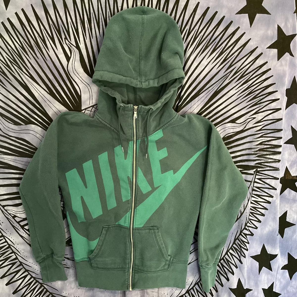 Nike Sportswear Full Zip Sweatshirt Hoodie, Womens Small, Cotton Fleece,  Green