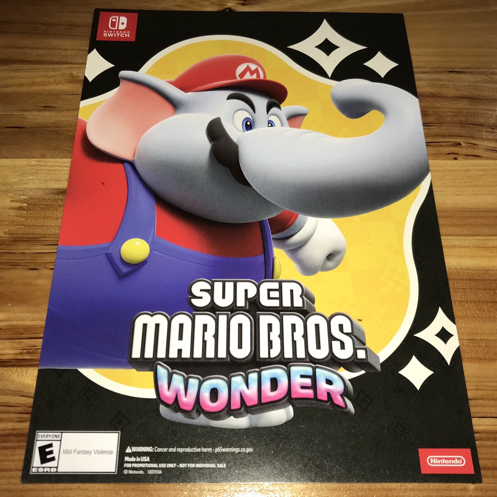 PÓSTER de Super Mario Bros. Wonder Elefante de Dos Caras Mario Pre-O Exclusivo ¡NUEVO!