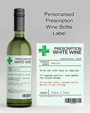 Personalised Prescription Wine Bottle Label - Red White Rose Prosecco Champagne