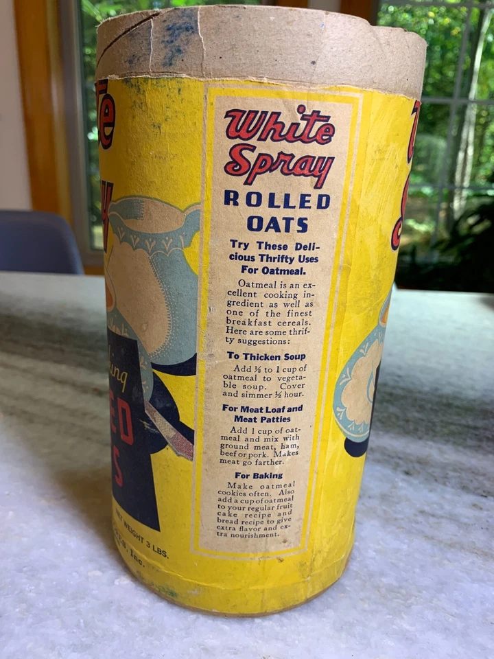 Antique FIRST NATIONAL STORES Somerville MA Store Display White Spray Oats Box - Image 3 of 4