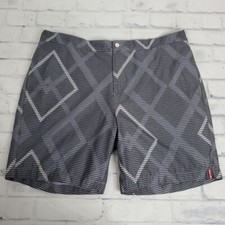 Tommy Bahama Relax Swim Trunks Mens XXL Gray Geometric Shorts Mesh Lined 2XL