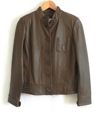 Charter Club Soft Leather Jacket Slim Cut Light Brown Button Down Size 4