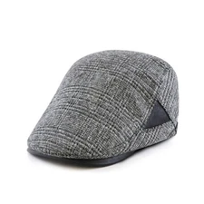 Men Plaid Cabbie Cap Newsboy Hat Beret Golf Flat Gatsby Casual Retro Classic