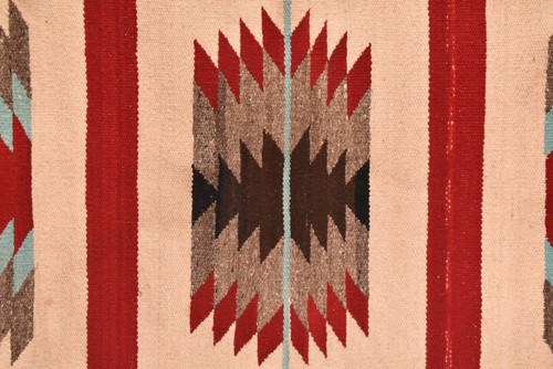 Antico tappeto Navajo tessuto indiano nativi americani 38x20 tessuto vintage - Foto 9 di 13