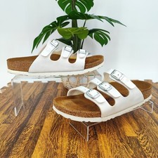 Birkenstock Woman’s Florida Narrow White Patent Leather Sandals Size 7 US 