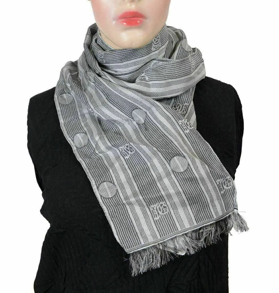 Bufanda para mujer John Galliano gris con estampado de logotipo de seda Foto 2 de 2