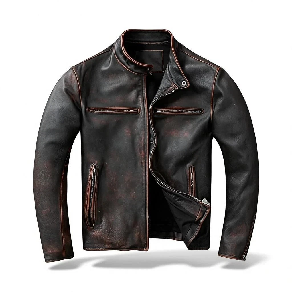 Mens Cafe Racer Genuine Aged Buffalo Leather Motorcycle Biker Jacket
Opens in a new window or tab