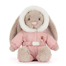 Jellycat Bashful Bunny Snow Suit Stuffed Animals& Plush Doll 9" Polyester New