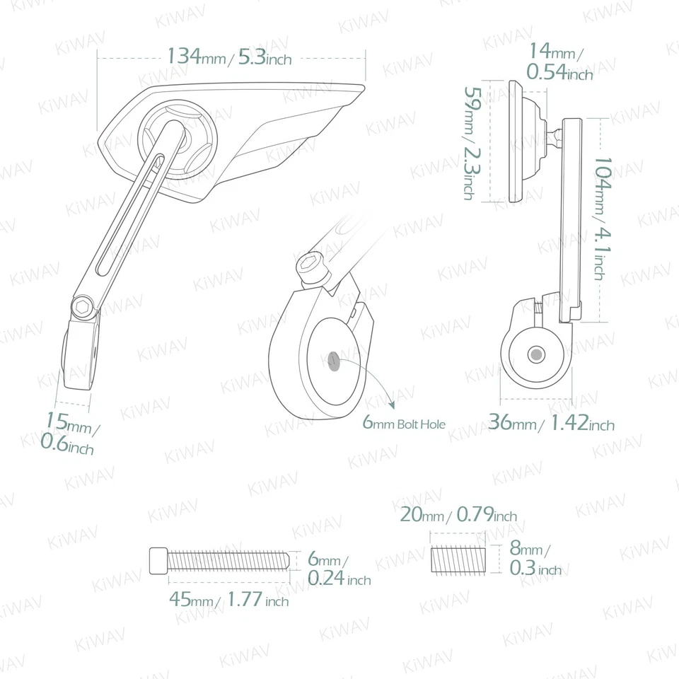 Espejo retrovisor extremo barra izquierdo x1 Wisp ajustable negro M8 atornillable para BMW R 1200 1250 RT Foto 2 de 4
