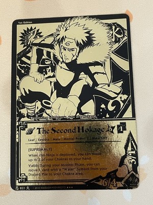 Naruto CCG, The Second Hokage, 822, 1st Edition, MP, Foil, Black