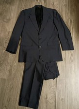 Brooks Brothers Vtg Madison Fit Navy Blue Glen Plaid Wool Suit USA 1996 44L 36w