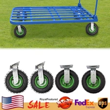 8 inch Heavy Duty Industrial Rubber Caster Wheels,4 Pack Rubber Inflatable