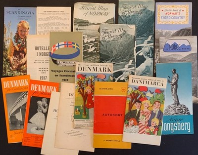 Lot of 1950s Scandinavian Tourist Travel Ephemera & Maps Denmark Sweden Norway