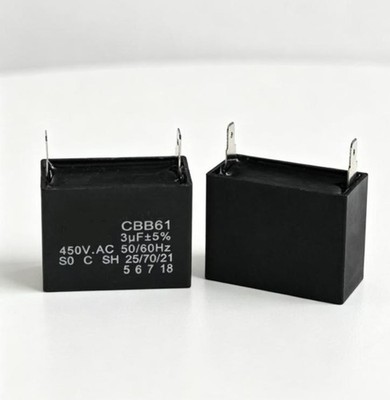 2 Pin CBB61 Startkondensator 3uF 450V AC Nennleistung für Klimakompressoren