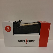 Minnetonka Britt Trapper II Faux Fur Moccasin Size 9 Charcoal