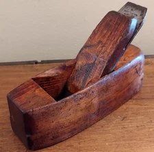 Antique Scioto Works Wooden Convex Shipwrights Plane w/ Ohio Tool Works Cutter