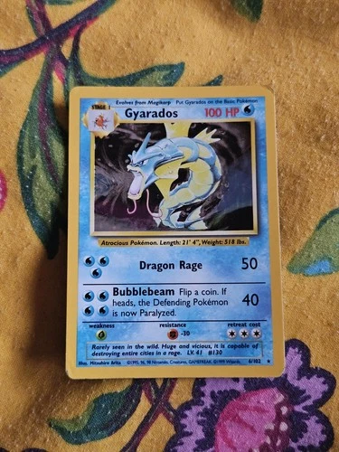 Pokémon TCG Gyarados Base Set Holo Card 6/102 Unlimited Rare