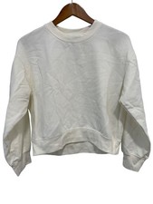 Zara Sweatshirt Size Medium Essential Crewneck Pullover Cropped Ivory Relaxed