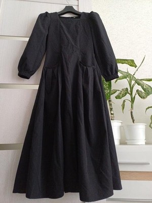 Women Laura Ashley dress black acrylic 36/S/44