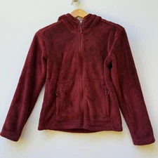 Marmot Womens XS Burgundy Plush Fleece Zip Up Hoodie Ski Outdoors Active Jacket