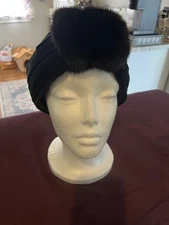 LOOK!   EUC!  Vintage Brown MINK & Black SUEDE HOLT AND RENFREW HEADBAND-UNIQUE