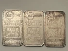Lot of 3 Vintage Goldway Assayers 1 Troy Ounce .999 Silver Bars.  2 Versions