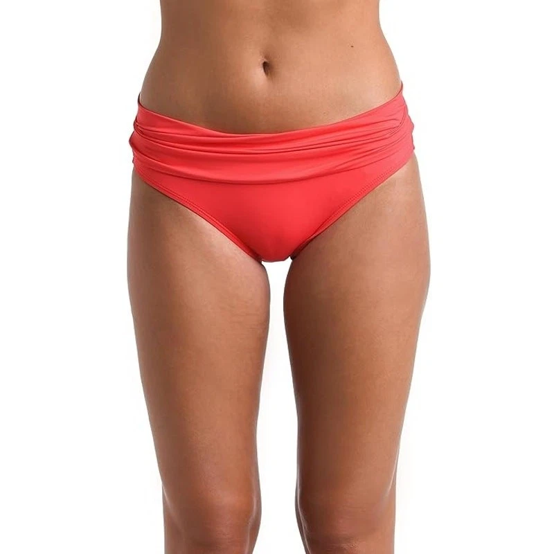La Blanca Women Guava Red Island Goddess Shirred Band Hipster Swim Bottom US 10 - Image 3 of 4