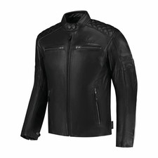 Image of Rusty Stitches Jari V2 Motorbike Motorcycle Leather Jacket Black