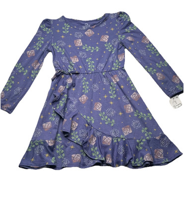 Disney Wish Dress Girls Size XS 4/5T Long Sleeve Purple Roses