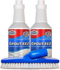 Clean-eez Grout Cleaner 2 Pack with Stand-Up Brush Attachment - Stain Remover 