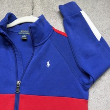 Polo Ralph Lauren Boys Full Zip Sweatshirt Colorblock Pony Logo Size 6