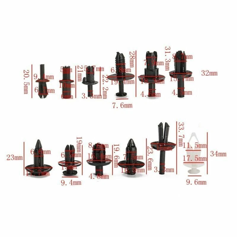 Car 350pcs 12 Sizes Platstic Push Pin Rivet Trim Clip Panel Moulding Assortments - Image 2 of 3