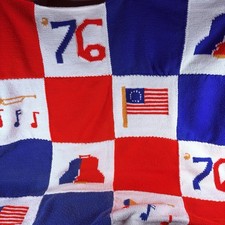 Vtg 1776 Bicentennial 4th Of July Crochet Afghan Blanket Throw USA Patriotic 250