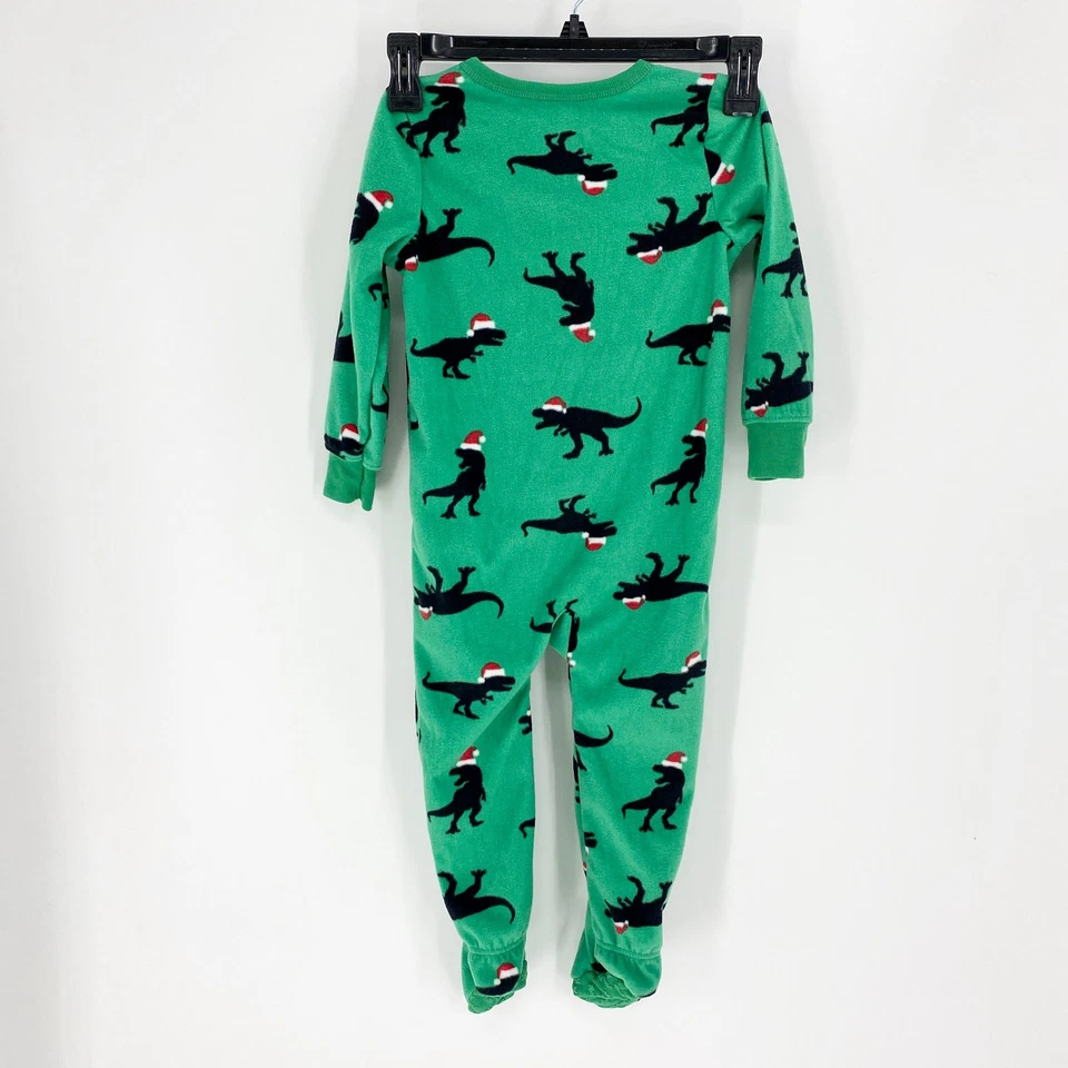 全新 旧海军 儿童 睡衣 尺寸 3T 圣诞节 T-Rex 脚拉链 — 第 3/3 张图片