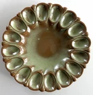 11.75” FRANKOMA #819 DEVILED EGG DISH PLAINSMAN GREEN 16 EGG PLATTER PLATE XLNT