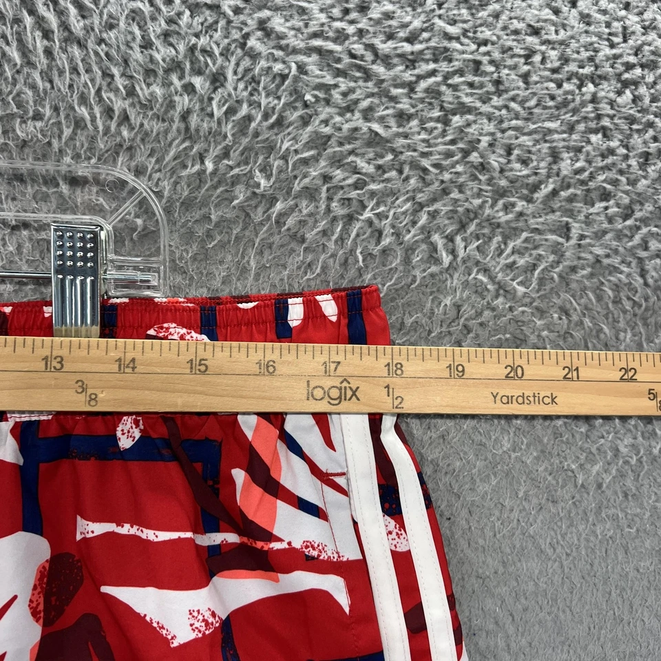 Bañador Adidas Para Hombre XL Rojo Estampado Abstracto 3 Rayas Malla Forrado Cordón Foto 3 de 4