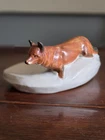 Weller Pottery HTF 7" FOX IN THE SNOW Novelty Dish Factory MINT FREE SHIPPING