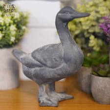 Cast Iron Duck Lead Finish | Metal Statue Animal Home Garden Ornament Sculpture