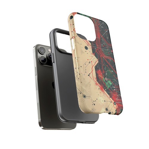 Red Green Circuit Board Chip Phone Case for iPhone - MagSafe Compatible - 第 58/110 張圖片
