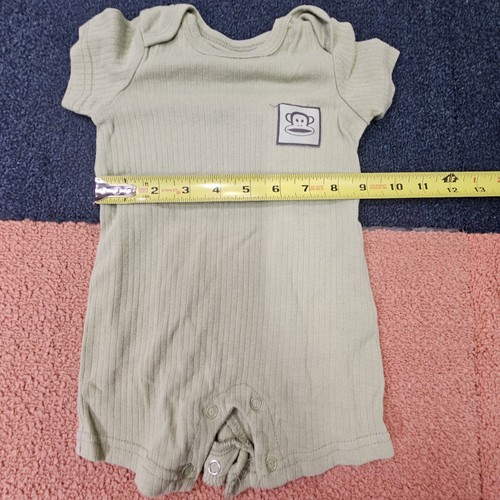 Paul Frank Monkey Logo Baby Romper One Piece 6-9m Green Short Sleeve Button g6a - Picture 6 of 6