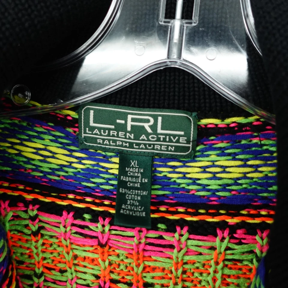 Suéter Ralph Lauren Active Cremallera Completa Mujer XL Naranja Multi Estampado Azteca Algodón Foto 3 de 4