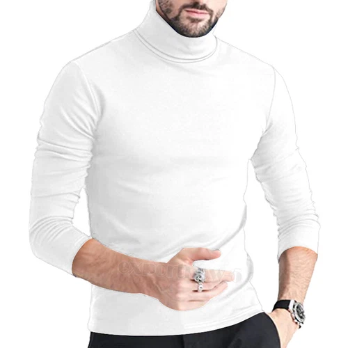 Men's Slim Fit T-Shirt Turtleneck Pullover Long Sleeve Jumper Top Warm Casual US - Picture 13 of 15